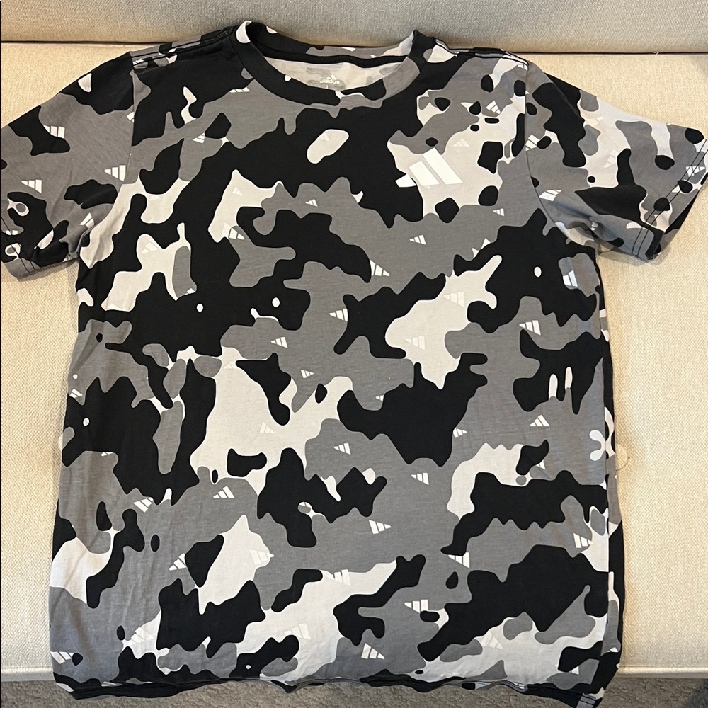 adidas Camouflage Tee - Black, Gray, and White